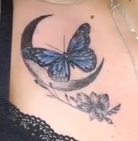 Butterfly fine-line tattoo by Skin Deep Tattoos
