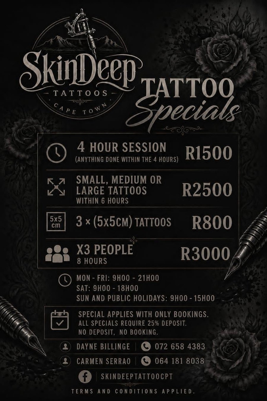 Tattoo session specials poster